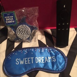 Pumice stone and eye cover